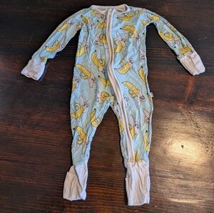 Little Sleepies Banana Print Kids Footie - Blue and Yellow
